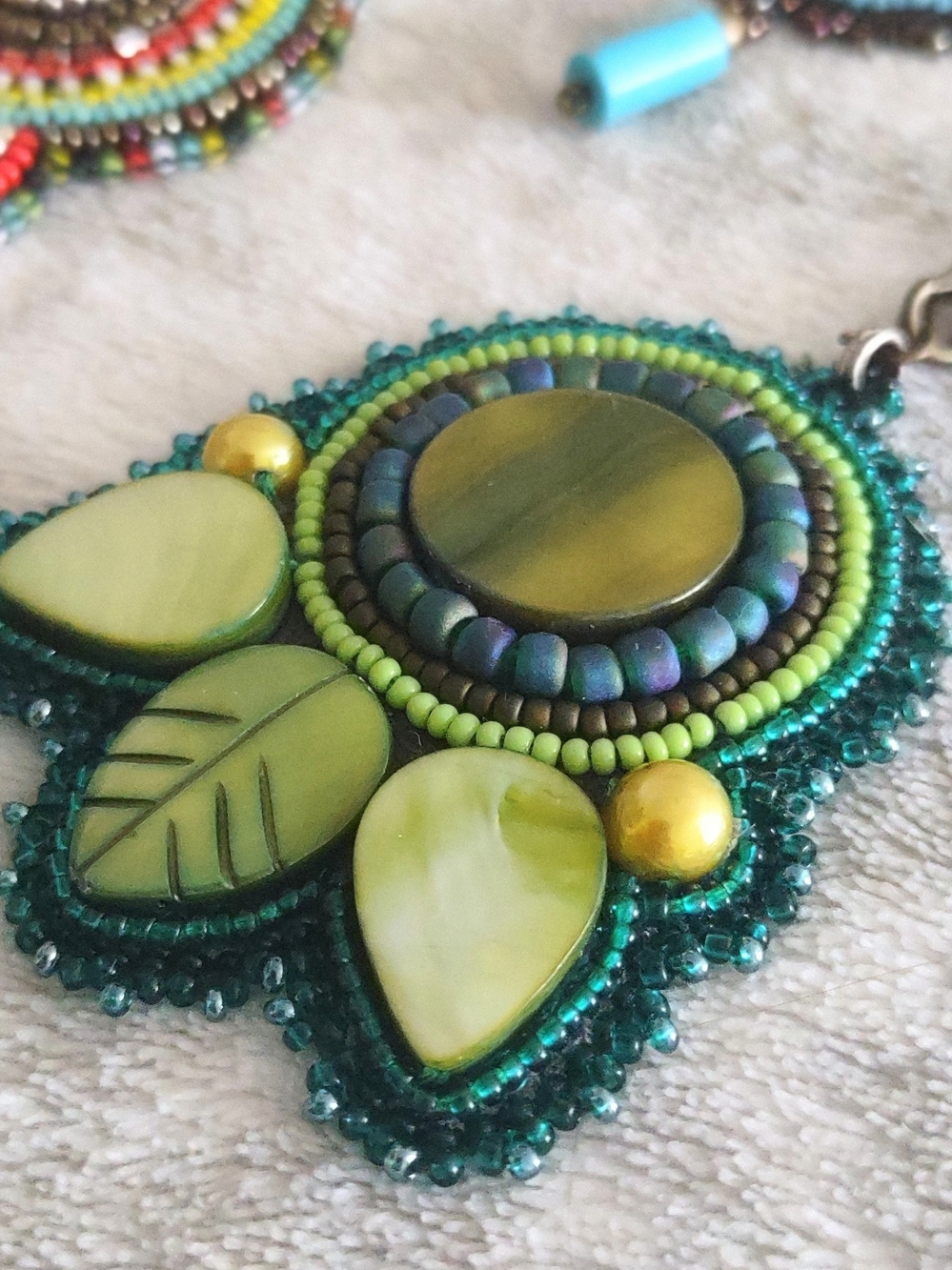 A Lot Of 7 Custom-made Beaded Gemstone Pendant Necklaces - Picture 3 of 8